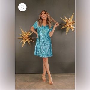 Teal Sequin Dress